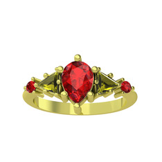 Garnet ve peridot 14 ayar altın yüzük