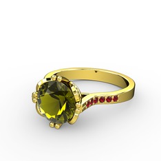 Peridot ve garnet 8 ayar altın yüzük