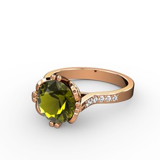 Peridot ve swarovski 8 ayar rose altın yüzük