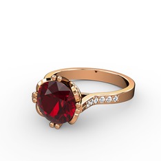 Serene Tektaş Yüzük - Garnet ve swarovski 925 ayar rose altın kaplama gümüş yüzük #17e3ikf