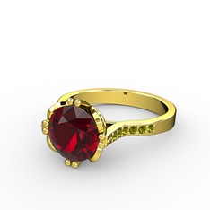 Garnet ve peridot 14 ayar altın yüzük