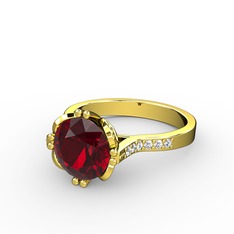 Serene Tektaş Yüzük - Garnet ve swarovski 8 ayar altın yüzük #1xzldro