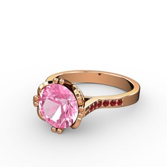 Pembe kuvars ve garnet 8 ayar rose altın yüzük