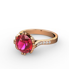 Rodolit garnet ve swarovski 14 ayar rose altın yüzük