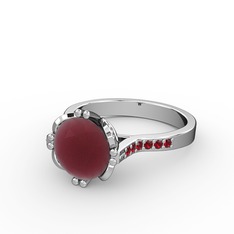 Serene Tektaş Yüzük - Kök yakut ve garnet 8 ayar beyaz altın yüzük #z9uhyw