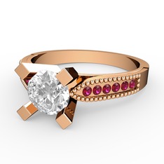 Swarovski ve rodolit garnet 8 ayar rose altın yüzük