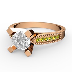 Swarovski ve peridot 18 ayar rose altın yüzük