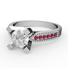 Edina Tektaş Yüzük - Swarovski ve rodolit garnet 14 ayar beyaz altın yüzük #kkeuiz