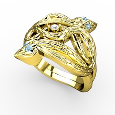 Vipera Yüzük - Pırlanta ve akuamarin 18 ayar altın yüzük (0.036 karat) #2sjixf