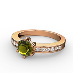 Peridot ve swarovski 14 ayar rose altın yüzük