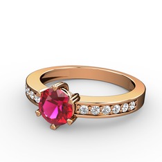 Anima Tektaş Yüzük - Rodolit garnet ve swarovski 925 ayar rose altın kaplama gümüş yüzük #toven6