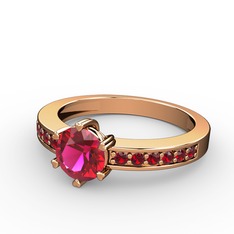 Rodolit garnet ve garnet 14 ayar rose altın yüzük