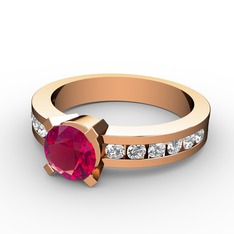 Rodolit garnet ve swarovski 18 ayar rose altın yüzük