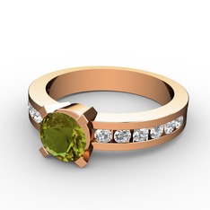 Peridot ve swarovski 18 ayar rose altın yüzük