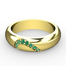 Anuves (Kadın) Alyans - Yeşil kuvars 8 ayar altın yüzük #1l6msag