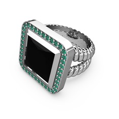 Armonia Yüzük - Siyah zirkon ve yeşil kuvars 925 ayar gümüş yüzük #1l4s0q
