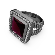 Armonia Yüzük - Rodolit garnet ve swarovski 925 ayar siyah rodyum kaplama gümüş yüzük #1w7rnuf