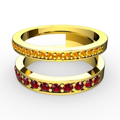 Zaria Yüzük - Sitrin ve garnet 14 ayar altın yüzük #1h426c9