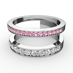 Zaria Yüzük - Pembe kuvars ve swarovski 8 ayar beyaz altın yüzük #gv5mmq