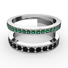 Zaria Yüzük - Yeşil kuvars ve siyah zirkon 925 ayar gümüş yüzük #ms7n3w