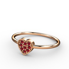 Lida Kalp Yüzük - Garnet 14 ayar rose altın yüzük #1ndjz9z