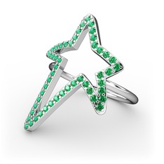 Elva Yıldız Yüzük - Yeşil kuvars 925 ayar gümüş yüzük #1an6b9y
