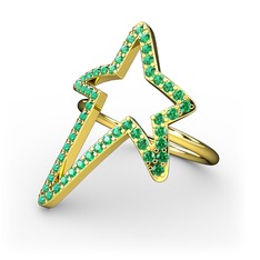 Elva Yıldız Yüzük - Yeşil kuvars 14 ayar altın yüzük #d5ehkk