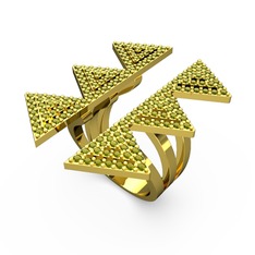 Taşlı Tia Üçgen Yüzük - Peridot 925 ayar altın kaplama gümüş yüzük #122mpvs