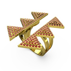 Taşlı Tia Üçgen Yüzük - Garnet 18 ayar altın yüzük #175ft2s