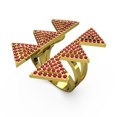 Taşlı Tia Üçgen Yüzük - Rodolit garnet 8 ayar altın yüzük #jfl65r