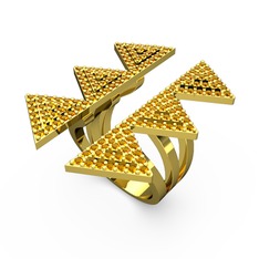 Taşlı Tia Üçgen Yüzük - Sitrin 925 ayar altın kaplama gümüş yüzük #zs3fa