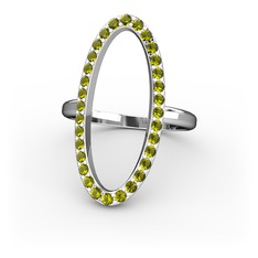 Elva Oval Yüzük - Peridot 18 ayar beyaz altın yüzük #zwc32z