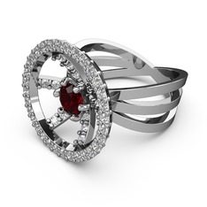 Mayra Çember Yüzük - Swarovski ve garnet 14 ayar beyaz altın yüzük #12vt7hx