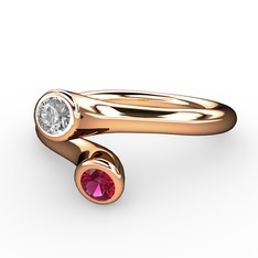 Poyraz Yüzük - Swarovski ve rodolit garnet 14 ayar rose altın yüzük #1h6u5hk