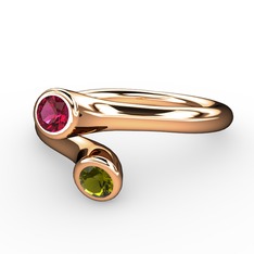 Rodolit garnet ve peridot 18 ayar rose altın yüzük