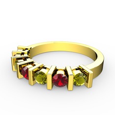 Garnet ve peridot 18 ayar altın yüzük