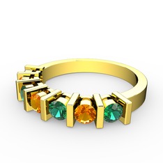 Alya Yüzük - Sitrin ve yeşil kuvars 925 ayar altın kaplama gümüş yüzük #1ninquj