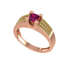 Rodolit garnet ve peridot 8 ayar rose altın yüzük