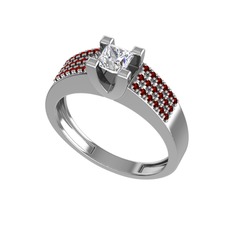 Reyha Tektaş Yüzük - Swarovski ve garnet 14 ayar beyaz altın yüzük #1izbyjl