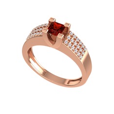 Reyha Tektaş Yüzük - Garnet ve swarovski 8 ayar rose altın yüzük #1unwxh3