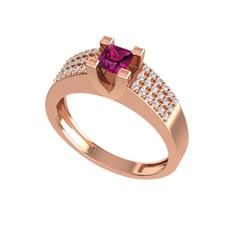 Reyha Tektaş Yüzük - Rodolit garnet ve swarovski 18 ayar rose altın yüzük #rygtva