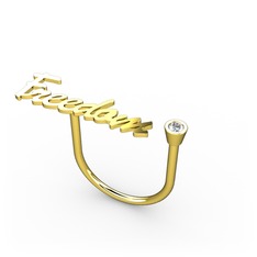 Taşlı İsim Yüzük - Swarovski 18 ayar altın yüzük (7 karakterli el yazısı) #kg2gl6
