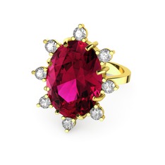 Padma Yüzük - Rodolit garnet ve swarovski 8 ayar altın yüzük #36cy9t