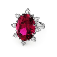 Padma Yüzük - Rodolit garnet ve swarovski 14 ayar beyaz altın yüzük #y5jxn2