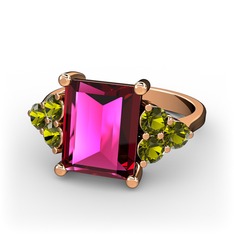 Areli Dikdörtgen Yüzük - Rodolit garnet ve peridot 925 ayar rose altın kaplama gümüş yüzük #idhabe