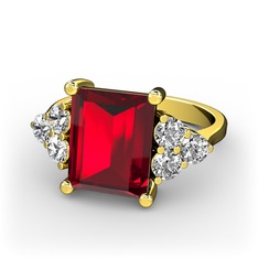 Areli Dikdörtgen Yüzük - Garnet ve swarovski 8 ayar altın yüzük #oy5ti0