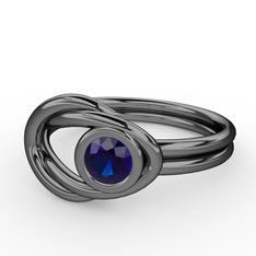 Düğüm Yüzük - Lab safir 925 ayar siyah rodyum kaplama gümüş yüzük #1droomk