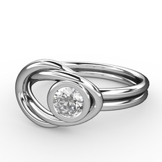 Düğüm Yüzük - Pırlanta 14 ayar beyaz altın yüzük (0.24 karat) #1wh04il