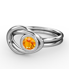 Düğüm Yüzük - Sitrin 8 ayar beyaz altın yüzük #k1ruya