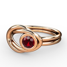 Düğüm Yüzük - Garnet 8 ayar rose altın yüzük #kneb66
